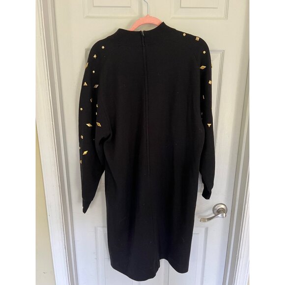 Vintage 80's Arthur Kohler Black Long Sleeve Knee Length Wool Blend Dress Size 1 - Picture 5 of 11